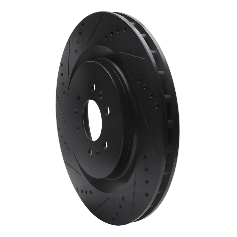 Cadillac STS Brake Rotor (1) - Rear Left - R1 Concepts - Drilled & Slotted - Black - `04-`11